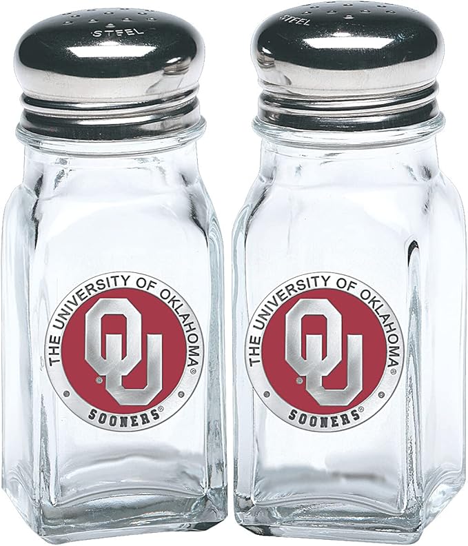 Heritage Metalworks SPS10194ER University of Oklahoma Salt & Pepper Shakers44; Red