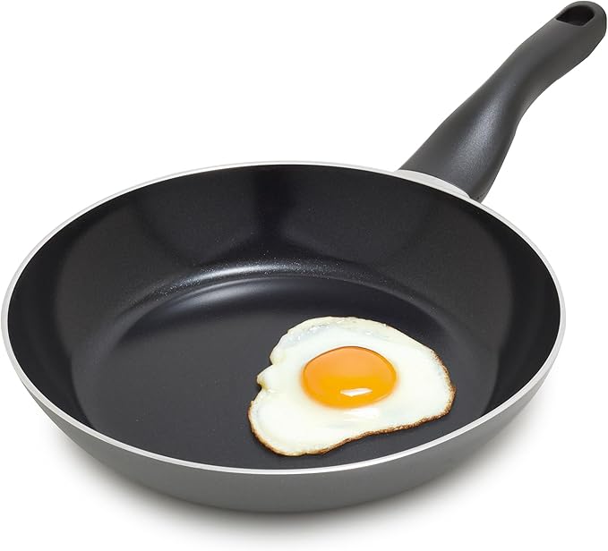 Deco 9.5??Nonstick Frying Pan Skillet, Made in Italy, Diamond Ceramic PFAS-Free, Dishwasher & Metal Utensil Safe, Durable Gloss Enamel Finish, Stay-Cool Handle, High Walls-Extra Room, Gray