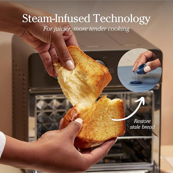 Our Place Wonder Oven | 6-in-1 Stainless Steel Air Fryer Toaster Oven Combo with Basket, Rack, Pan & Tray | Compact 13 QT Countertop Capacity - Toast, Roast, Bake, Reheat, Broil & Steam | Steam