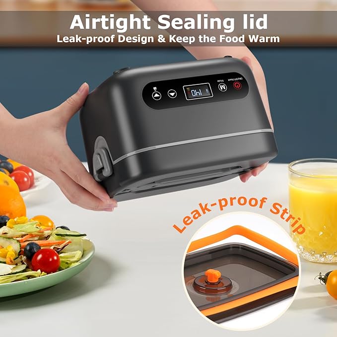 THZDMI 1.2L Cordless Electric Lunch Box ??20000mAh Rechargeable Portable Food Warmer with 5-Sided Heating, Auto Temperature Control, Leakproof & BPA-Free ??Perfect for Office, Truck, Outdoors Black