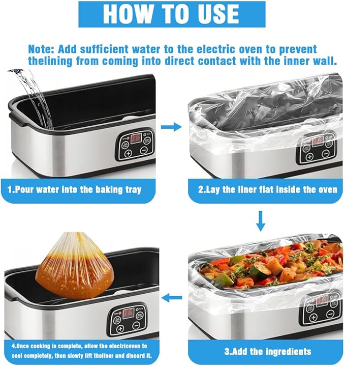 10 ×Electric Roaster Liners 34 x 18 Inch Disposable Roaster Liners Fits 16, 18, 22 Quarts Roasters, Roasting Pan Liners Cooking Bags for Immediate Cleanup