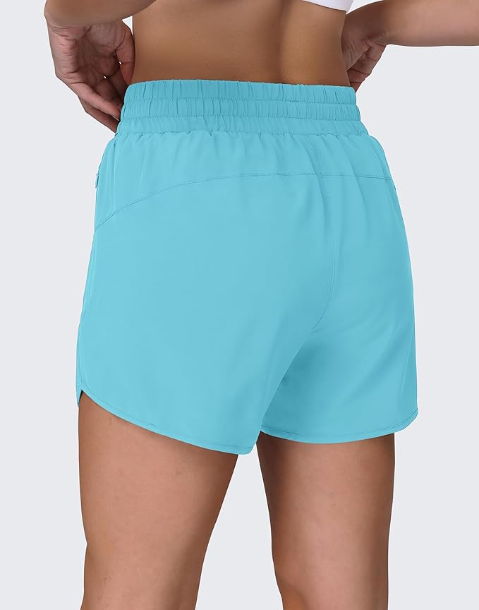 Women's 5" Running Shorts Quick Dry Sporty Athletic Gym Workout Shorts with Zipper Pockets Liner