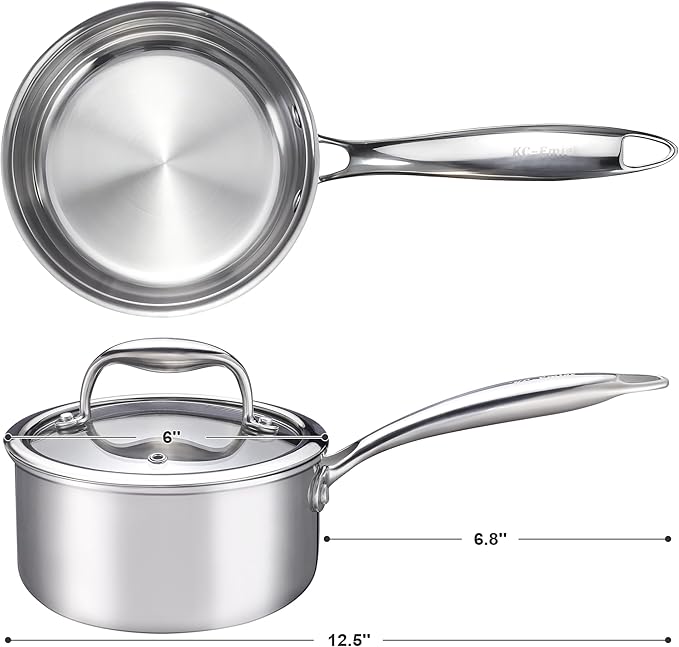 Mini Sauce Pan with Lid,Stainless Steel Butter Warmer Small Pot 13