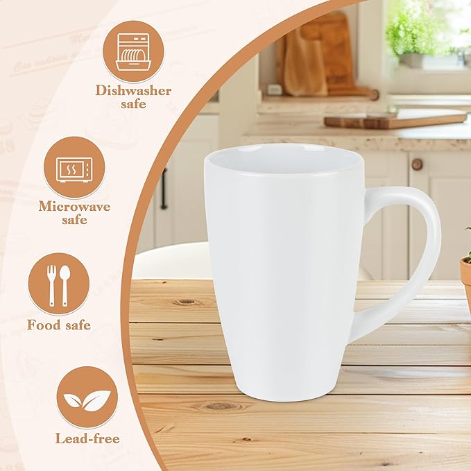 20oz Extra Large Ceramic Tall Coffee Mugs Set for Coffee Tea Hot Cocoa set of 4 Dishwasher & Microwave Safe (Matte white)
