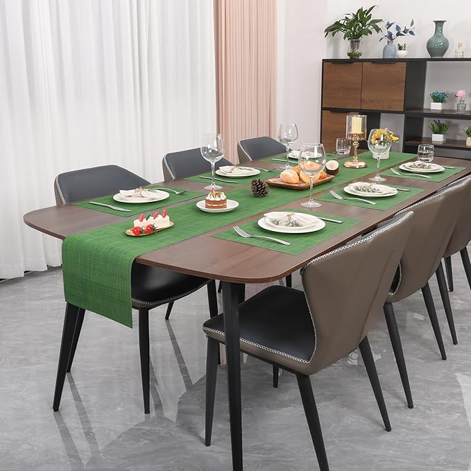 Myir JUN Table Runner, Vinyl Table Runner Indoor 72 Inch Long Arbitrarily Cropped Runner for Table Heatproof for Home Party (Dark Green, 15 x 72 inch)