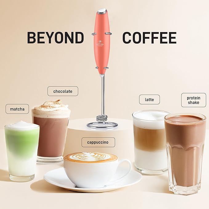 Zulay Kitchen Double Whisk Milk Frother ??Handheld Foam Maker for Coffee, Lattes, Matcha, Hot Chocolate & Cappuccinos ??Whip Creamy Froth in Seconds, Portable & Easy to Use