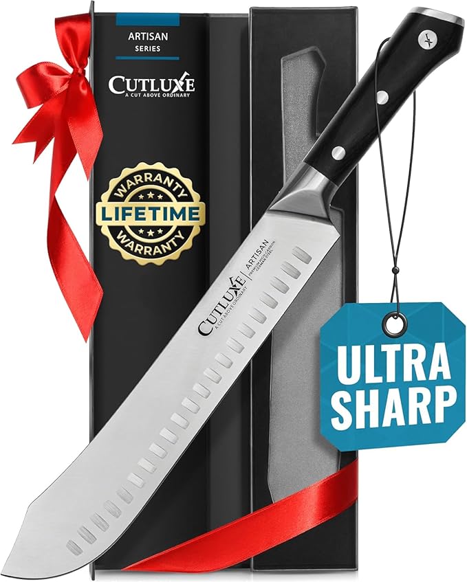 Cutluxe Butcher Knife ??10??Bullnose Carving Knife, Forged High Carbon German Steel ??Full Tang & Razor Sharp ??Ergonomic Handle Design, Grilling Gifts for Men ??Artisan Series
