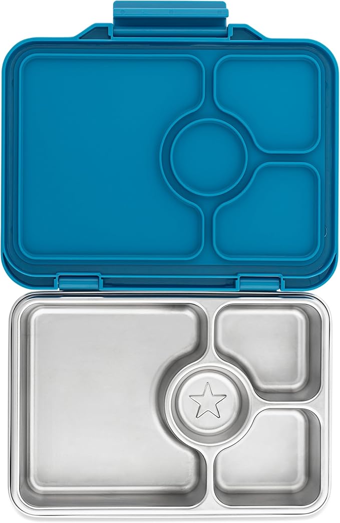 Yumbox Pr챗t Stainless Steel Bento Box ??Leakproof, Reusable Lunch Container for Kids & Adults ??Sandwich & Snack Friendly, BPA-Free, Durable Food Box (Normandy Blue)
