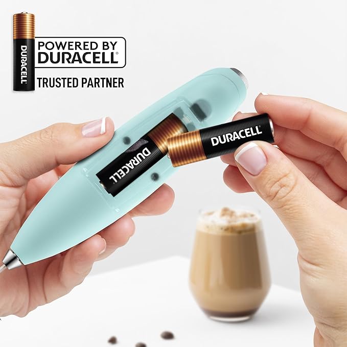 Zulay Kitchen Patented Tornado Triple Whisk Milk Frother with 4 Duracell Batteries ??Handheld Foam Maker for Coffee, Lattes, Matcha & Hot Chocolate ??Rich, Creamy Froth in Seconds