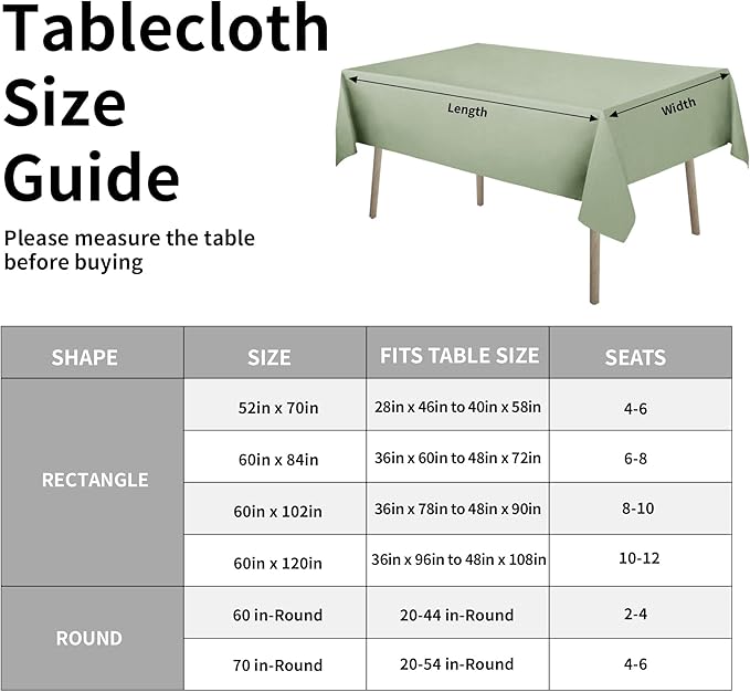 Easy-Going Faux Linen Waterproof Spill-Proof Tablecloth Stain Resistant Rectangle Table Cloth Wrinkle Free Decorative Fabric for Kitchen, Dining, Party, Weddings, Restaurants (60x120 in, Sage Green)