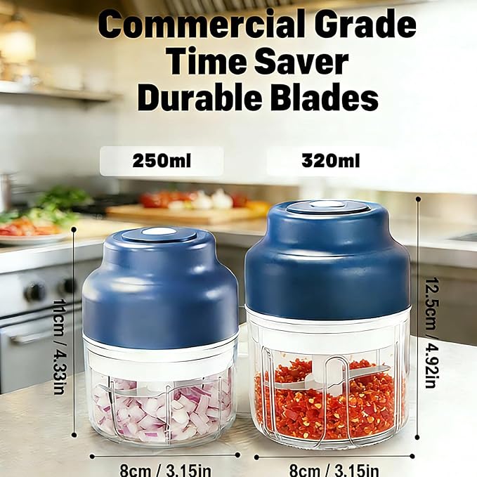 Electric Mini Garlic Chopper Set竊?-in-1 Wireless Garlic Chopper, USB Rechargeable Electric Mini Food Processor for Vegetable, Onion, Ginger, Nut -PC Container,Auto-Lock Safe Chopper Peeler Tool