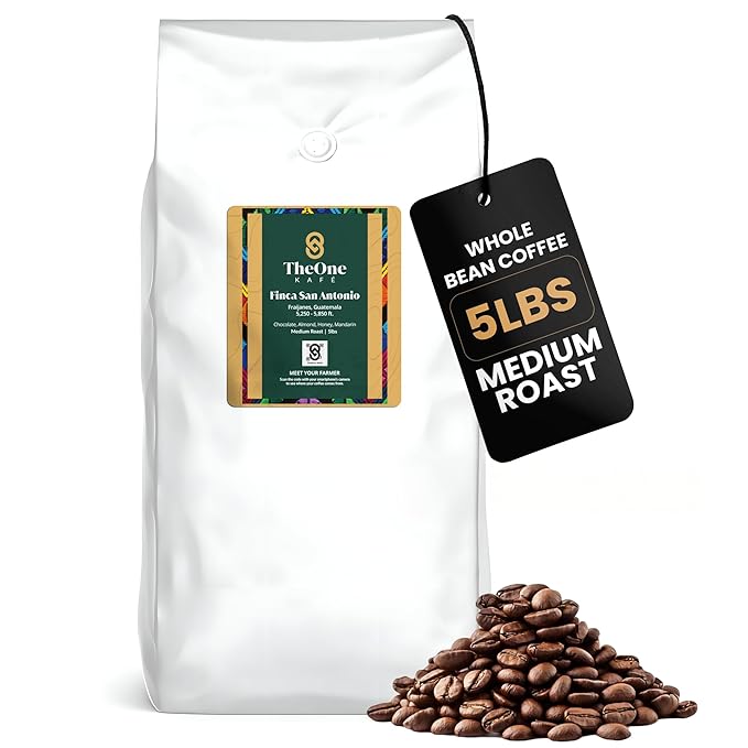 TheOne Kafé Guatemala Medium Roast Whole Bean Coffee ??Organic, Single Origin, Premium Specialty Coffee, Ethically Sourced, Smooth & Rich Flavor ??Fresh Roasted for Espresso, Drip, Pour Over ??5 lbs