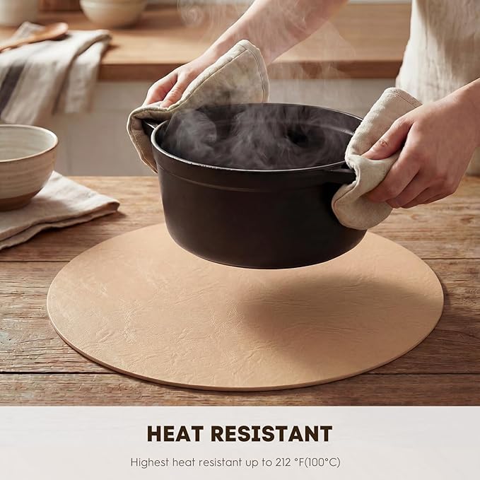 Artoid Mode Pink Faux Leather Placemats Set of 4, 15 Inch Waterproof Wipeable Heat Resistant Place Mats, Reversible Table Mats for Spring Kitchen Dining Decor
