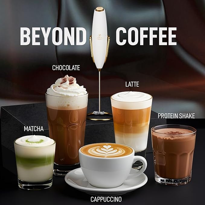 Zulay Kitchen Executive Series Luxury Gift Milk Frother with 4 Duracell Batteries ??Handheld Electric Foam Maker for Coffee, Lattes & Hot Chocolate ??Deluxe Finish, Ultimate Gift for Coffee Lovers