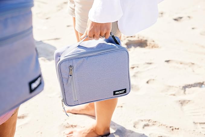 PackIt Freezable Classic Lunch Box, Gray Fog, Built with EcoFreeze짰 Technology, Collapsible, Reusable, Zip Closure With Front Pocket and Buckle Handle, For Work Lunches and Fresh Lunch On the Go