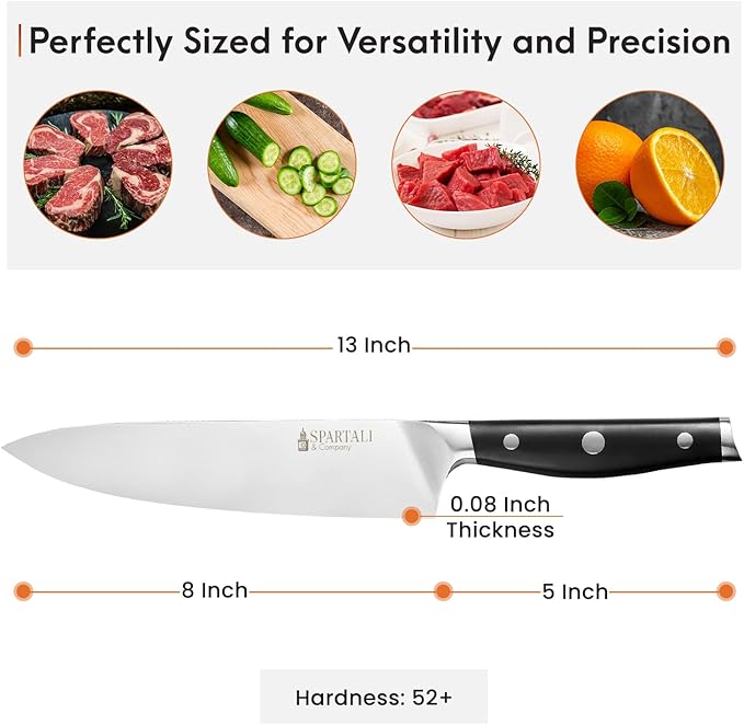 3-Piece Kitchen Knife Set ??Includes 8??Chef Knife, 7??Nakiri, 3.5??Paring ??High Carbon German Stainless Steel Blades, Ergonomic Handle ??Versatile Knife Trio for Chopping, Dicing, and Slicing