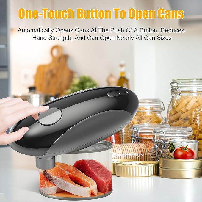 Electric Can Opener,Auto Can Opener,One-Touch Can Opener,Smooth Edge,Hands Free,Food Safety,Automatic Kitchen Gadget,Battery Operated,Opens Almost Any Cans