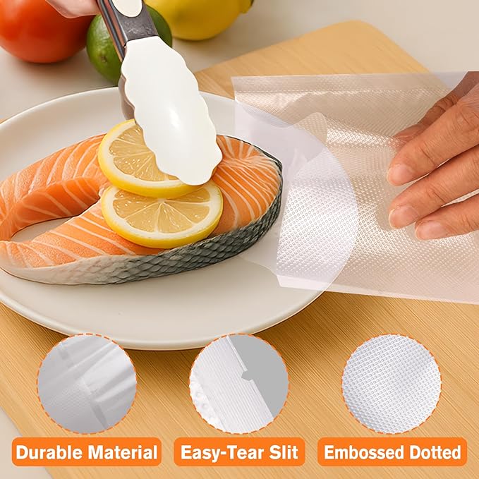 FUNFERY Precut Vacuum Sealer Bags for Food, 150 Pint 6" x 10" and Quart 8" x 12" and Gallon 11" x 16", Food Long-Term Storage and Sous Vide Commercial-Grade Bag, BPA Free