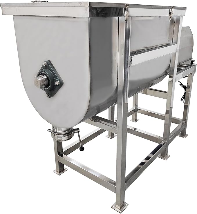 Dry and Wet Horizontal Mixer 220V 2.2KW, 200KG Capacity, 304 Stainless Steel Spiral Mixer for Feed/Plastic/Fertilizer/Sauce
