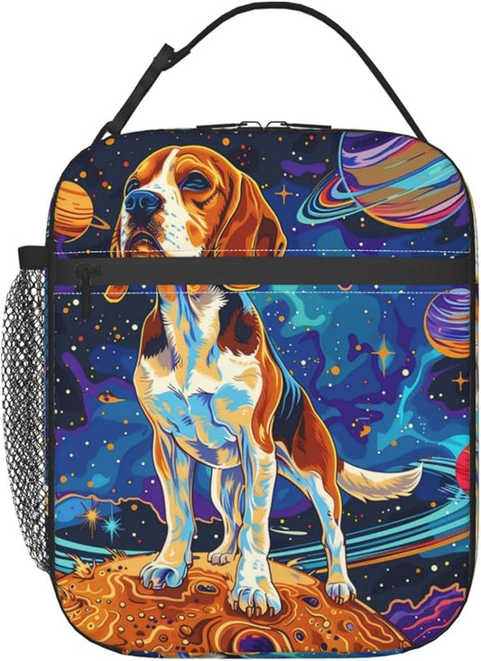 VANZEV Insulated Lunch Box for Women Men, Beagle Dog Planet Theme Lunch Box Reusable Portable Lunch Bag Cooler Tote Waterproof Lunch Container for Office Picnic Work Travel Hiking