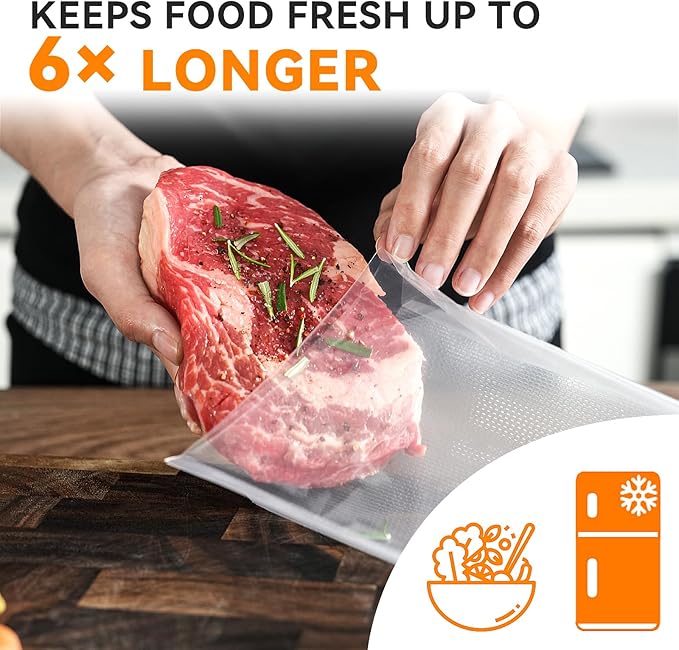 Wevac Vacuum Sealer Bags ??100 Count (6?냉?0??& 8?냉?2??, Heavy-Duty BPA-Free Food Storage Bags, Puncture-Resistant, Freezer & Sous Vide Safe, Compatible with All Vacuum Sealers