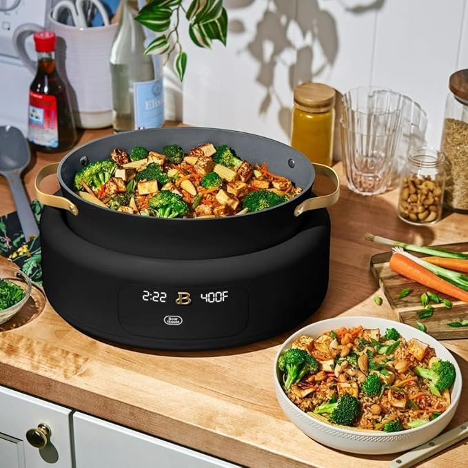 Beautiful 10-in-1 6-Qt Programmable Multi-Cooker with Oven-Safe Pot & 7 Presets ??Slow Cook, Rice, Steam, Saut챕 (BLACK SESAME)