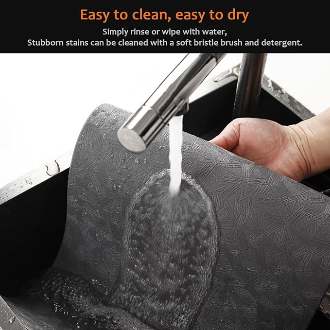 Uolr Vinyl Placemats Set of 6 Faux Leather 100% Waterproof Wipeable Washable Place Mats Heat Resistant Easy Clean Non-Slip Table Mats for Indoor Outdoor. (6,Gray)