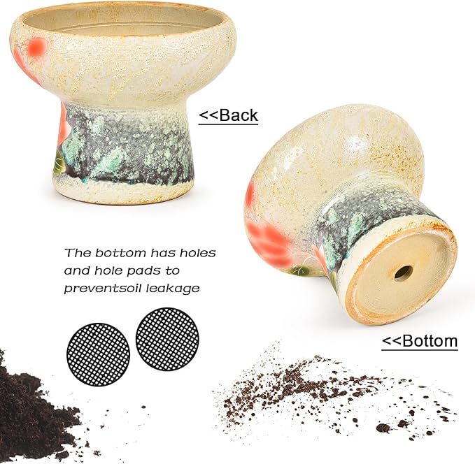 Sungmor 7.5 Inch Large Succulent Plant Pots, Pretty Hand Painted Ceramic Planter with Drainage, Indoor Outdoor Cactus Planter Bonsai Pot, Flower Pot for Indoor Plants Garden Windowsill Desktop Decor