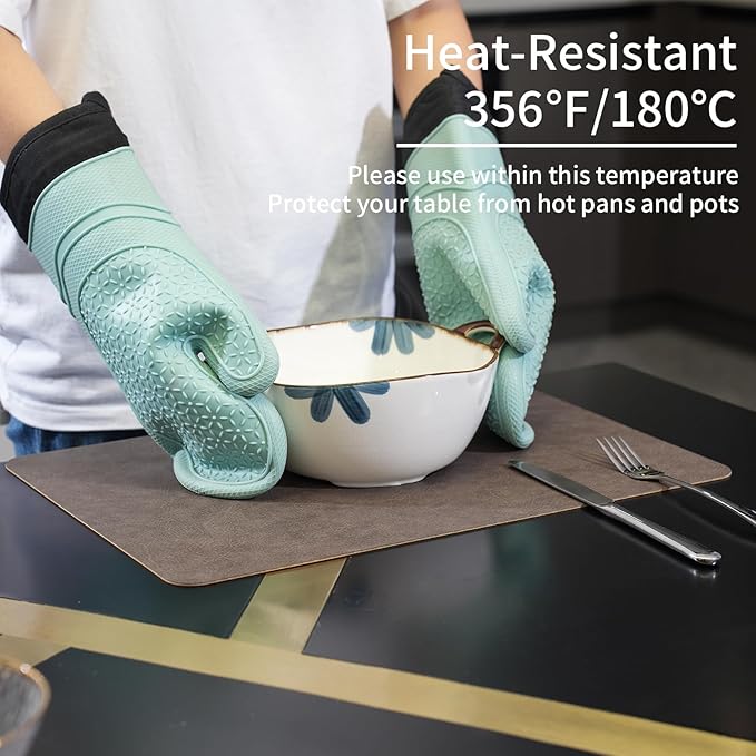 EDanle Cowhide Pattern Faux Leather Placemats Set of 6,Heat Resistant Non-Slip Waterproof Wipeable Washable Kitchen Dining PU Table Place Mats,Double-Sides Available,Grey Yellow