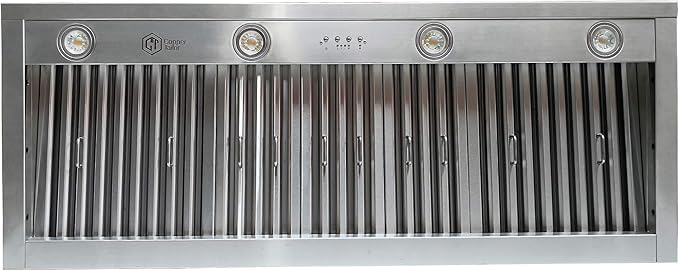 CT Copper Tailor Copper Vent Hood Wall Mount,42'' W,36''H, 1150 CFM Exhaust Fan,Stainless Steel Vent,LED Light,Dishwasher-Safe Baffle Filters,Heavy Hammered-Dark Patina,VH3A