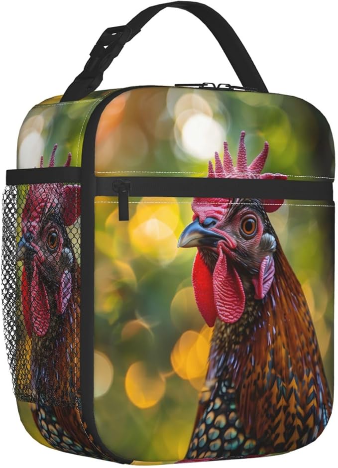VANZEV Insulated Lunch Box for Women Men, Rooster Theme Lunch Box Reusable Portable Lunch Bag Cooler Tote Waterproof Lunch Container for Office Picnic Work Travel