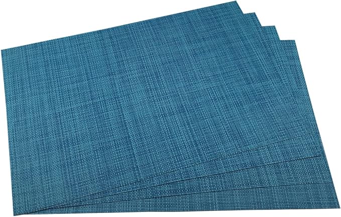 WAZAIGUR Placemats Easy to Clean Crisscross Woven Vinyl Place Mats Durable Non-Slip Heat Resistant Table Mats Placemats for Kitchen Table Set of 4,Blue
