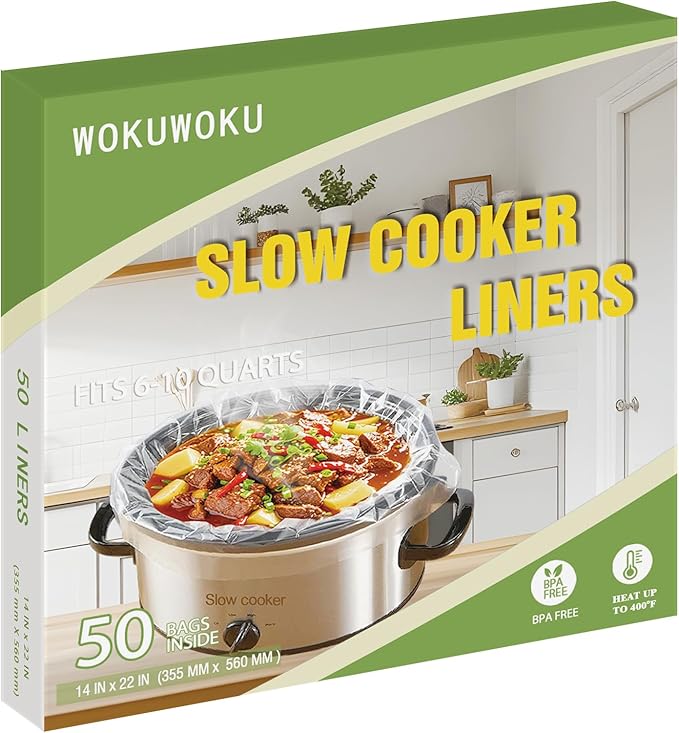 Slow Cooker Liners, 50 Cooking Bags Extra Large Disposable Pot Liner Plastic Bags for 6QT to 10QT Slow Cooker Cooking Pans, 14??x 22?? 50 Liners