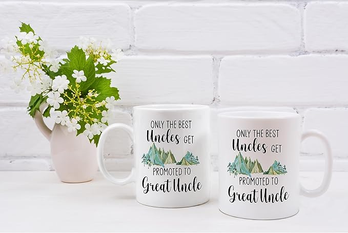 QASHWEY Uncle Mug, Uncle Gifts, Uncle Coffee Mugs, Great Uncle Mug, Great Uncle Mug Tea Cup Gifts for Uncle, Promoted to Great Uncles Coffee Cups Ceramic 11oz