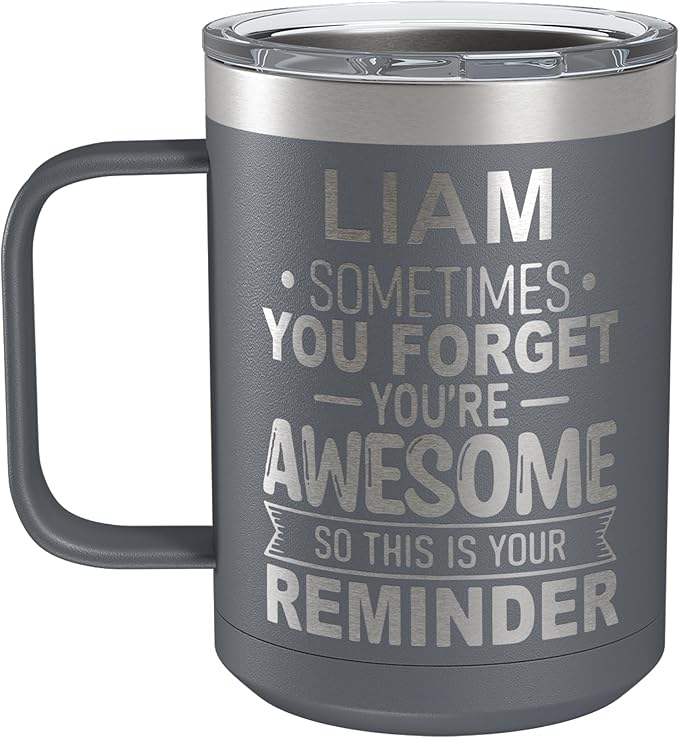 Personalized Inspirational Travel Coffee Mug, Inspirational Gifts for Men Dad Wife Sister Women, Custom Birthday For Him Her, Customized You?셱e Awesome Tumbler, Teacher Coworker Gifts 15oz Gray