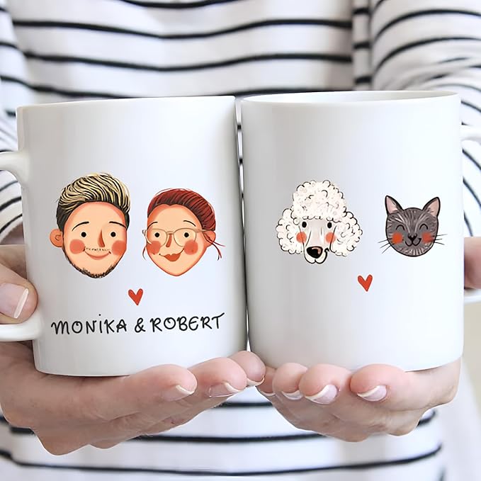 Custom Photo Coffee Mugs, Personalized Cartoon Portrait Mug From Photo, Personalized Mugs Couple With Multiple Styles Colors, Gifts Valentine Wedding Birthday Husband, Her, Him, Women 2