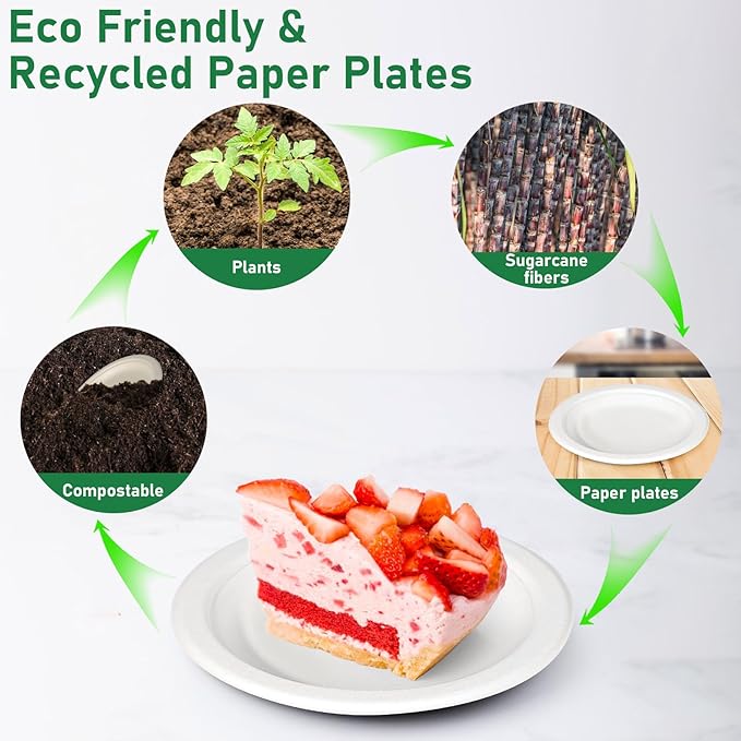 Small Paper Plates 6 Inch, Disposable Dessert Plates for Appetizer, Cake, White, 300 Pack