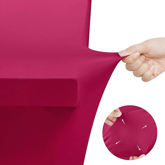 Utopia Kitchen Spandex Tablecloth 2 Pack [6FT, Fuchsia] Tight, Fitted, Washable and Wrinkle Resistant Stretch Table Cloth Rectangle Cover for Trade Show, Weddings & Parties [72Lx30Wx30H Inch]