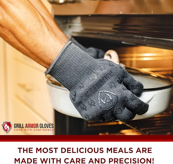 Grill Armor Oven Gloves ??932째F Heat, Fire & Cut Resistant Mitts for BBQ, Grill, Cooking, Grilling, Baking, Smoker & Fire Pit