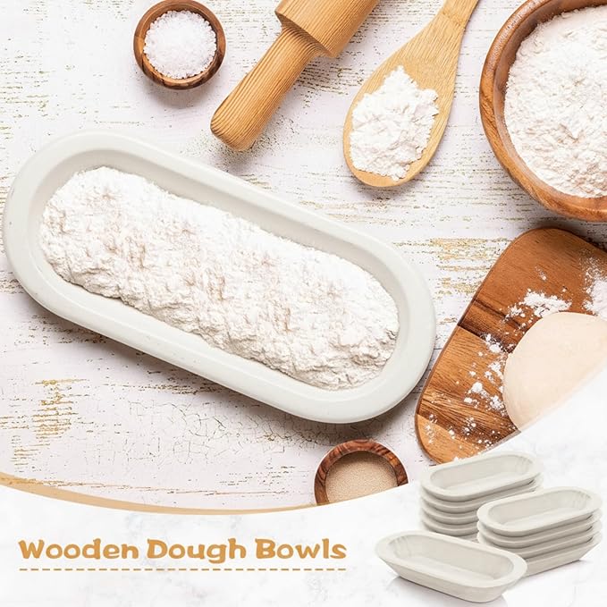Nuogo 10 Pack Wooden Dough Bowls Bulk 12.5 Inch Rustic Dough Bowls for Wedding DIY Candle Home Crafts Making Farmhouse Fruits Supplies Decoration(White)