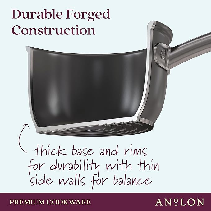 Anolon Accolade Forged Hard Anodized Nonstick Frying Pan/Skillet, 8 Inch, Moonstone Gray