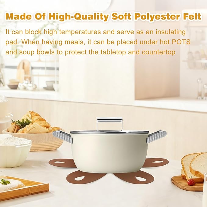 20 Pcs Felt Pot and Pan Protectors Larger & Thicker Colorful Pot Separators Pads 9/12/14/16 Inch for Stacking and Protecting Glassware, Cookware and More (Brown)