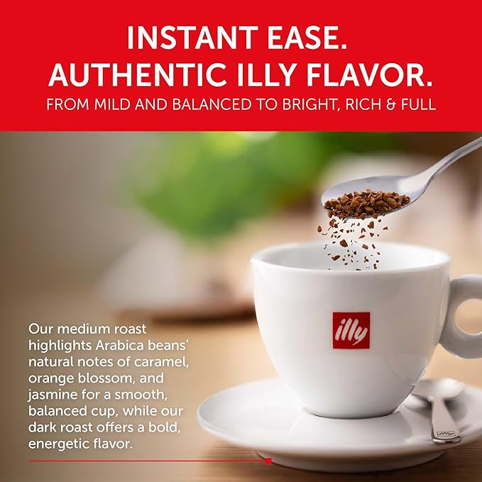 illy Instant Coffee, Classico Medium & Intenso Dark Roasts, 100% Arabica, Premium Italian Coffee, 3.3oz, 6 Variety Pack