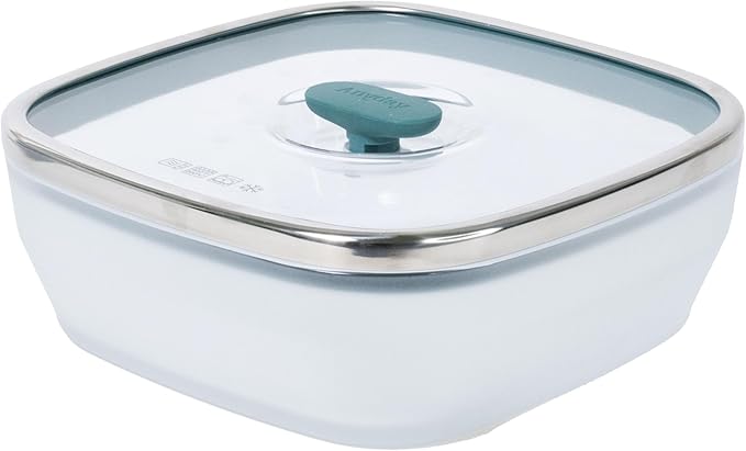 Anyday 10-Cup Square Glass Food Storage with Glass Lid | Plastic-Free Meal Prep & Microwave Cookware | Stackable Airtight Storage Container with Vented Lid for Microwave-Safe Reheating