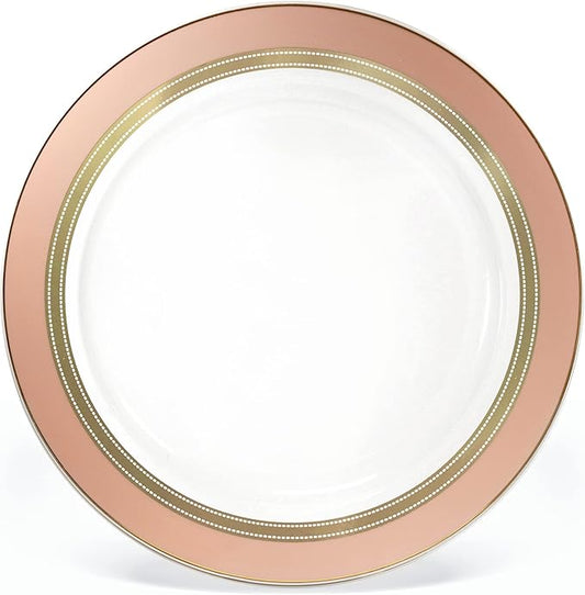 " OCCASIONS " 40 Piece Chargers pack Wedding Party 12'' Disposable Plastic Charger Plates/Chargers (Ritz Blush & Gold)