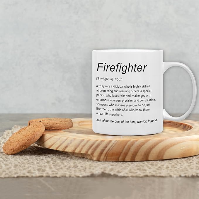 QASHWEY Firefighter Mug, Firefighters Gifts Coffee Mugs, FirefighterAppreciation Gifts, Retirement Thank You Tea Cup Gift for Women Men, Firefighter DefinitionCoffee Cups Ceramic 11oz