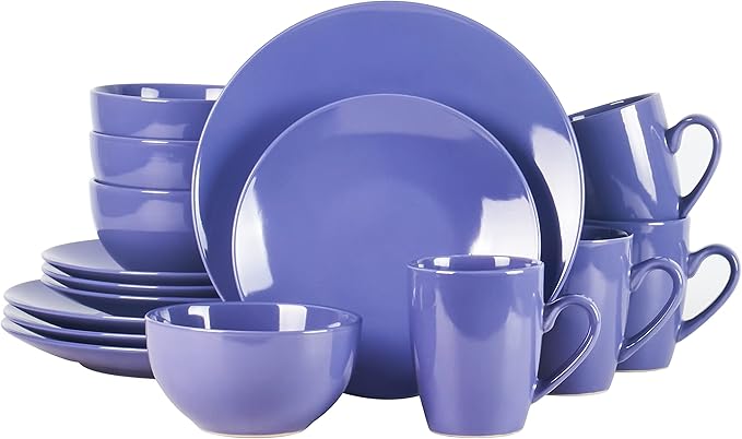 Color Wave Stoneware 16pc Dinnerware Set, Light Blue