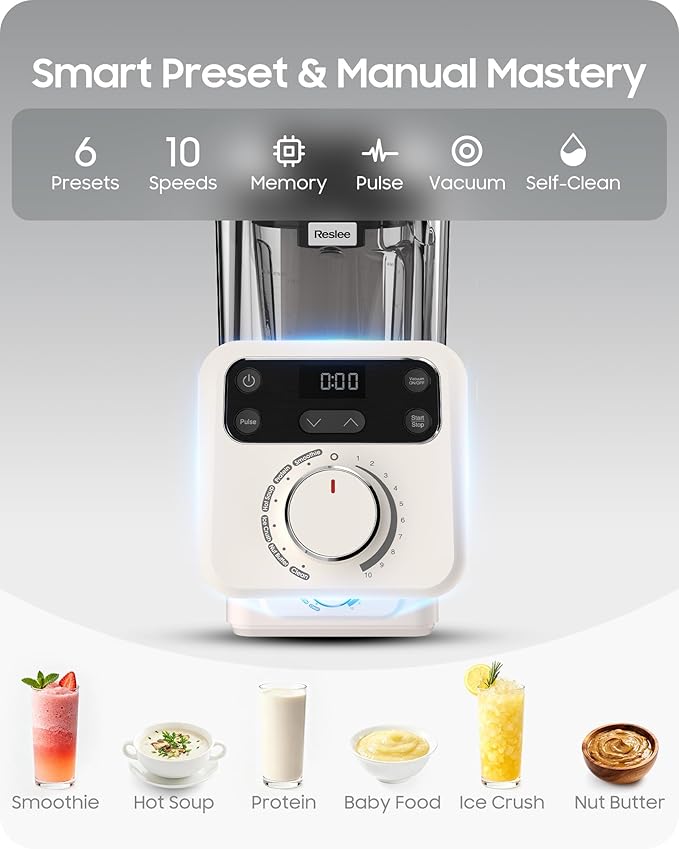Vacuum Blender, 35000RPM Commercial & Household Professional Blender for Smoothies, 56oz Tritan Cup, Nut Milk, Fresh Juice, Baby Food, Protein Shakes, with Self Clean, Dishwasher Safe, Quiet Shield