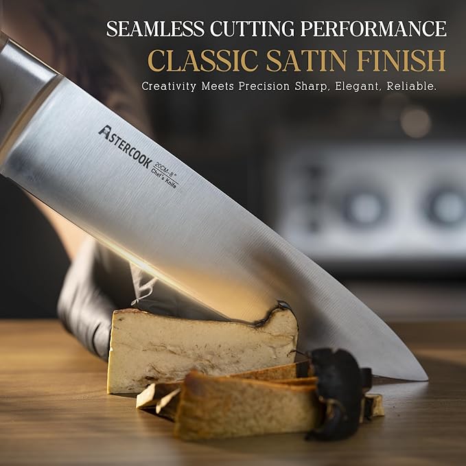 Astercook 17-Piece Forged Knife Set with Block | Full Tang Professional Kitchen Knives in Stainless Steel with Triple-Rivet Ergonomic Handles & Gift-Ready Collection
