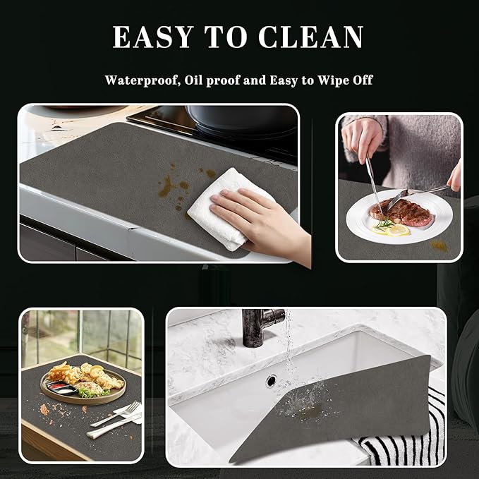 BLESWIN Faux Leather Placemats, PU Dining Table, Waterproof and Oil Resistant Easy to Clean, Heat Resistant Reversible Use Table Mats for Kitchen, Dining Table, Outdoor ??12 횞 17 Inch, Mud&Dark Yellow